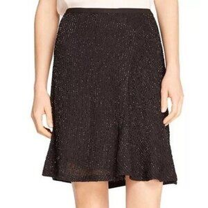 nwt Halston Heritage Beaded A-Line High Waisted Mini Skirt Black Size 2  Small